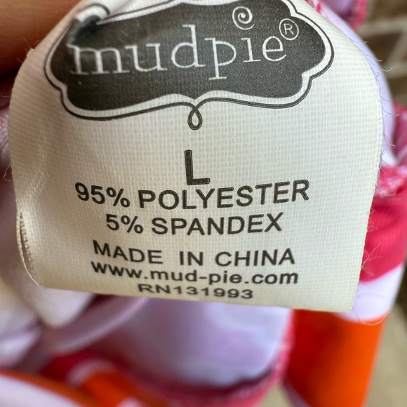 Mud‎ Pie Vibrant Pink White Orange Halter Dress L - Picture 4 of 5